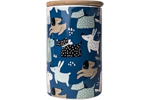 Park Life Designs - Ceramic Pet Treat Jar with Airtight Lid for Dogs, Cats, Puppies and More, Chic Kitchen Countertop Container for Cookies, Biscuits and Treats (Hooper, 1 Qt)