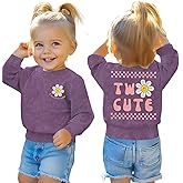 KEKEMI Two Cute Birthday Girl Sweatshirt 2T Girl Sunflower Birthday Outfit Two Years Old Long Sleeve Pullover Tops B-day Tops