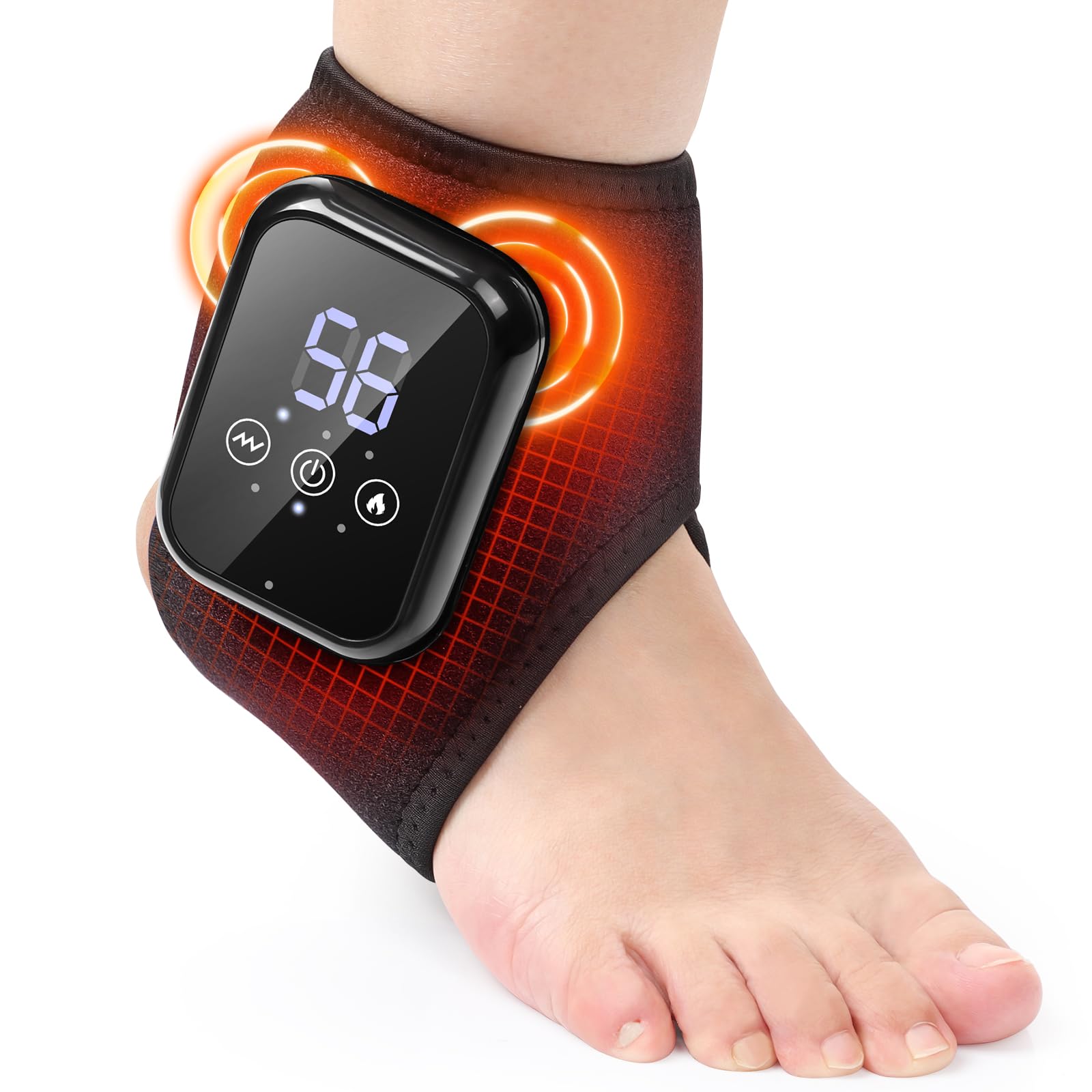 Photo 1 of ROHVEMJ Rechargeable Ankle Massager with Heat, Ankle Heating Pad, 3 Heat & Vibration Settings, Auto Shut-Off – Ideal for Home, Office, Travel, Everyday Use