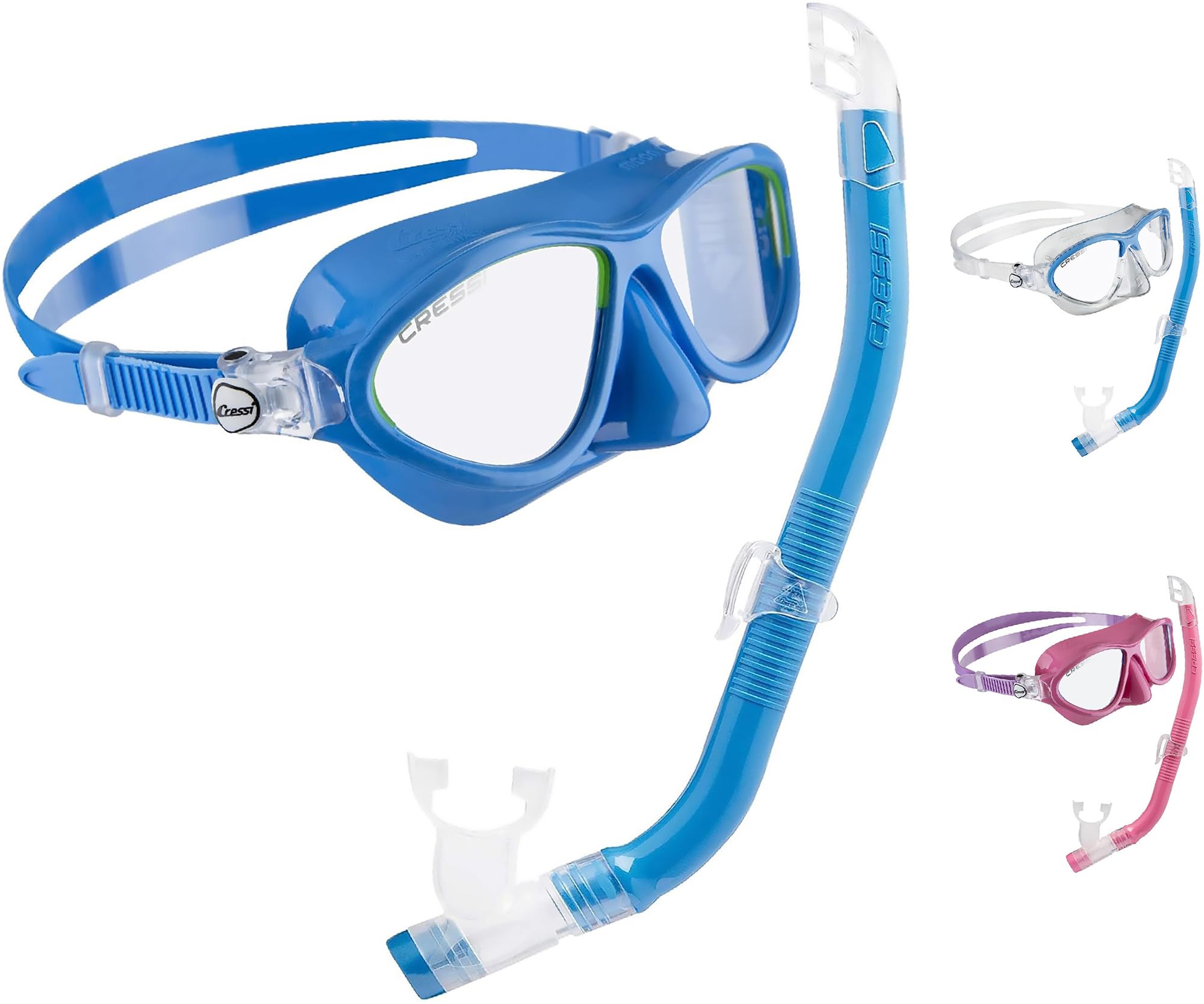 Cressi Children's Moon Kid & Top Junior Snorkeling diving Combo Set, Light Blue/Lime, One Size UK