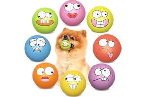 HDSX Squeaky Dog Toys Soft Latex Rubber Squeaky Dog Balls for Puppy Small Pet Dogs (8 Pack) (Round Balls)