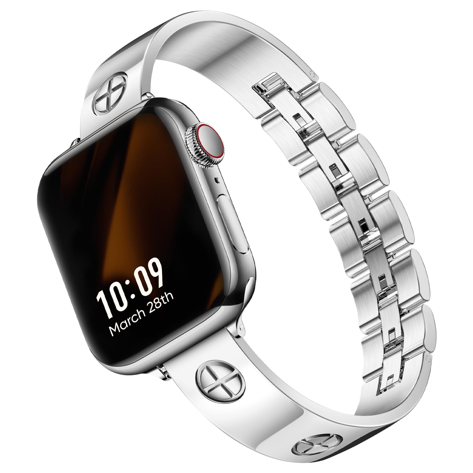 Missair Compatible with Apple Watch Band 38mm 40mm 41mm 42mm 44mm 45mm 46mm 49mm, Stainless Steel Metal Strap Women Dressy Bracelet Wristband for iWatch Series 10 9 8 7 6 5 4 3 2 1 SE Ultra