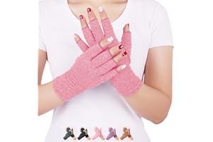 DISUPPO Arthritis Compression Gloves Relieve Pain from Rheumatoid, RSI,Carpal Tunnel, Hand Gloves Fingerless for Computer Typing and Dailywork, Support for Hands and Joints (S, Pink)