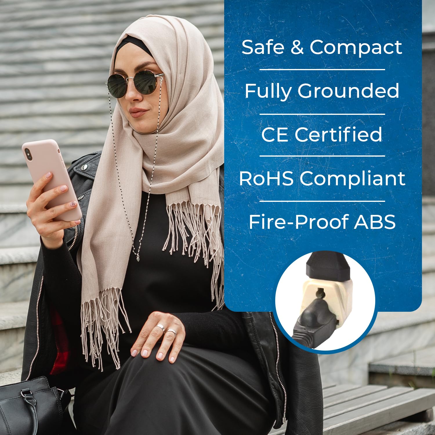 OREI UK Adapter for Indian Pins, India to UAE, Hong Kong, Dubai Adapter - Type G Plug - 2 in 1 - Perfect for Laptop, Camera Charger and More, UK Travel Adapter - CE - RoHS - Beige - 5 Years Warranty