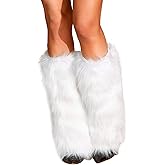RSLOVE Women's Fuzzy Leg Warmers Winter Fur Fluffy Leg Warmers Soft Boot Cuffs Covers Halloween Santa Costume
