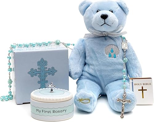 My First Rosary Beads, Keepsake Box Holy Prayer Bear Plush