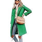 Hooever Women's Winter Wool Coat Casual Notch Lapel Single-Breasted Peacoat