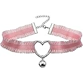 eYLun Women Heart Choker Necklace Adjustable Punk Lace Victorian Choker Collar Necklace