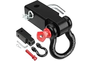 BETOOLL 2-Inch Shackle Tow Hitch Receiver, 46297 Lbs Break Strength 3/4" D Ring Shackle Compatible with Jeep Wrangler and All Chevy/GMC, Ford, Dodge, Nissan, Toyota Truck 2" Receivers