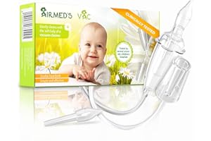 NASENSAUGER Airmed's Vac Nasal Aspirator Baby. CLINICALLY Tested, Safe and Gentle. Baby Nose Sucker with 2 Suction Heads and Cleaning Brush. Safe and Gentle Baby Nasal Aspirator with Strength of a Vacuum Cleaner