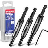 WORKPRO Self Centering Drill Bit Set, 3-Piece VIX Bit with Hex Key | Precision Pilot Holes, 3 Sizes (3/32", 7/64", 1/8"), 1/4" Hex Shank, Durable Steel, Hinge, Cabinet &amp; Door Installation