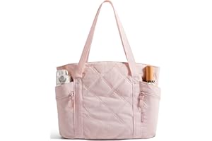 BAGSMART Crush Tote Bag for Women, 20L Puffer Work Tote with Zipper, Travel Essentials Quilted Nurse Hospital Bag