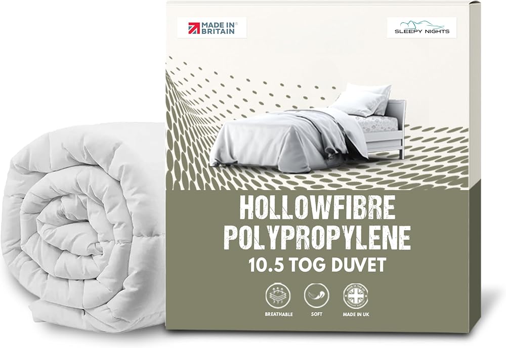 SleepyNights Double Duvet 10.5 Tog All Year UK Made Breathable Hollowfibre