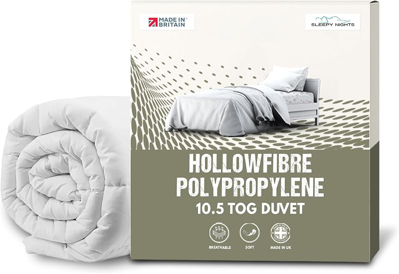 SleepyNights Double Duvet 10.5 Tog All Year UK Made Breathable Hollowfibre
