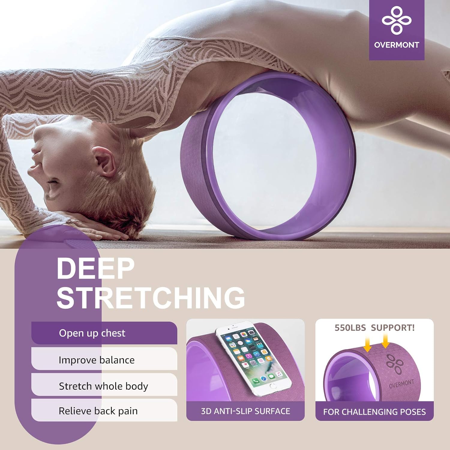 Overmont Yoga Wheel Set 3 Pack Yoga Foam Roller Perfect for Back Pain Backbends & Stretches Increase Strength & Flexibility, Massage Ball Included : Sports & Outdoors