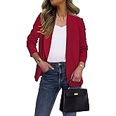 Ahlaray Women's Blazer Business Casual Lapel Collar Long Sleeve Open Front Work Office Suit Jacket Blazer, S-XL