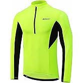 Spotti Men's Cycling Bike Jersey Long Sleeve with 3 Rear Pockets - Moisture Wicking, Breathable, Quick Dry Biking Shirt