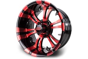 GOLF CART KING MODZ® 14" Vampire Matte Red and Black Golf Cart Wheels