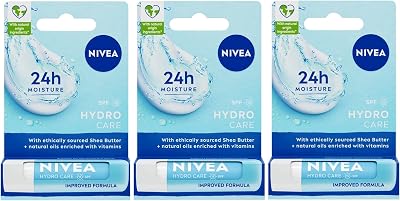 NIVEA Lip Care Balms Hydro Care Pack of 3 Original Soft Rose