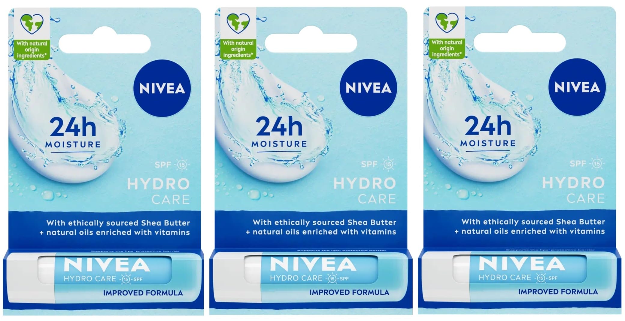 Pack of 3, Nivea Lip Care Balms Hydro Care