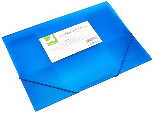 Elasticated File Q-CONNECT PP A4 400 Micron 3 Flaps Transparent Blue/Document Archiving/Type-3-flap/Kind-with Eraser/Index-N.a. / Pockets-N.a. / Material-PP/Dividers-N.a. / Coating-N.a.