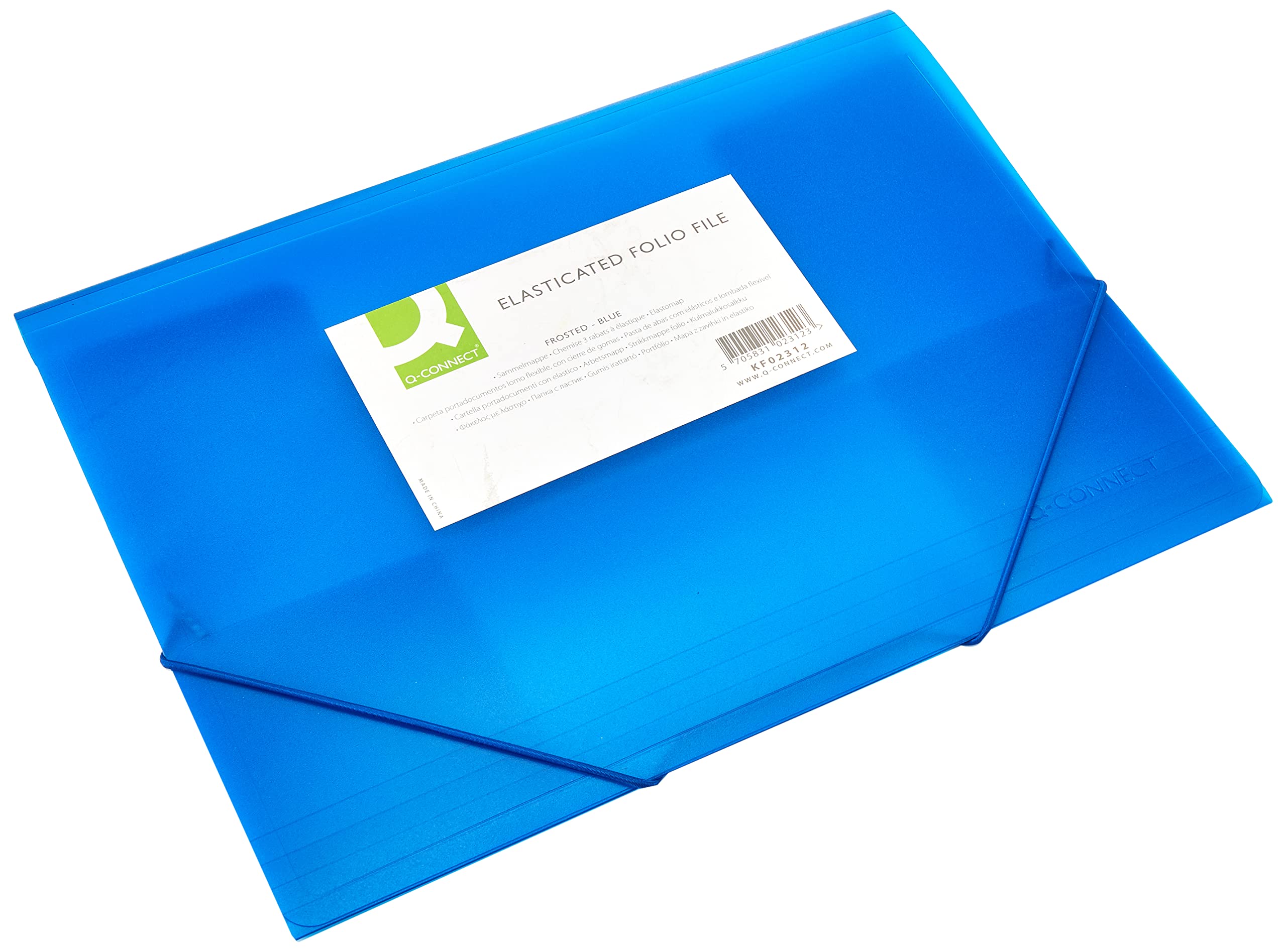 Elasticated File Q-CONNECT PP A4 400 Micron 3 Flaps Transparent Blue/Document Archiving/Type-3-flap/Kind-with Eraser/Index-N.a. / Pockets-N.a. / Material-PP/Dividers-N.a. / Coating-N.a.