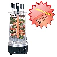 Vertikaler Elektrogrill 1000W Mit 6 Spießen - Edelstahl Drehgrill Für Shawarma & BBQ Bis 500°C