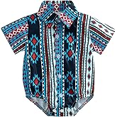 BULINGNA Infant Baby Boy Cowboy Shirt Romper Short Sleeve Button Down One-Piece Jumpsuit Gentleman Western Clothes