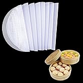 8Pcs Round Silicone Steamer Liners,11inch Non-stick Silicone Steamer Mesh Mat,Reusable Bamboo Steamer Liner Pad Dim Sum Mesh for Home Kitchen Cooking(8, 11 x 11 inch)