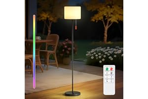 uuffoo Solar Floor Lamp Rechargeable Cordless Outdoor Floor Lamps Warm White & RGB with Remote Light Sensor Auto On/Off for Garden, Yard, Patio Gift for Women, Mom, Grandma (A)