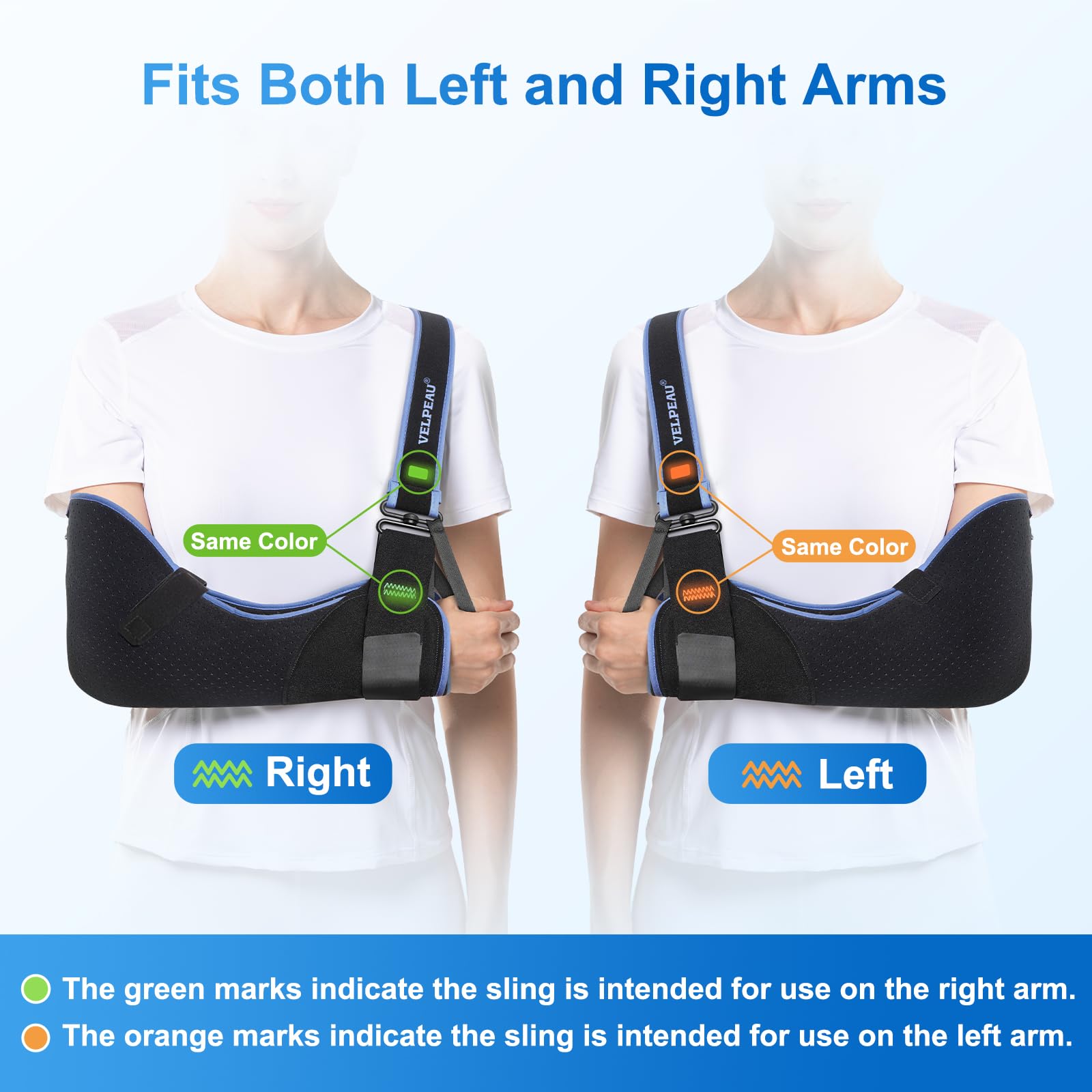 Velpeau Arm Sling Shoulder Immobilizer for Women and Men, fit Left or Right Arm - Rotator Cuff Support Brace - Medical Sling for Shoulder, Clavicle, Elbow Injury (Comfort type, Large: Bust 33.5″-41″)