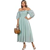 R.Vivimos Women Summer Half Sleeve Cotton Ruffled Vintage Elegant Backless A Line Flowy Long Dresses