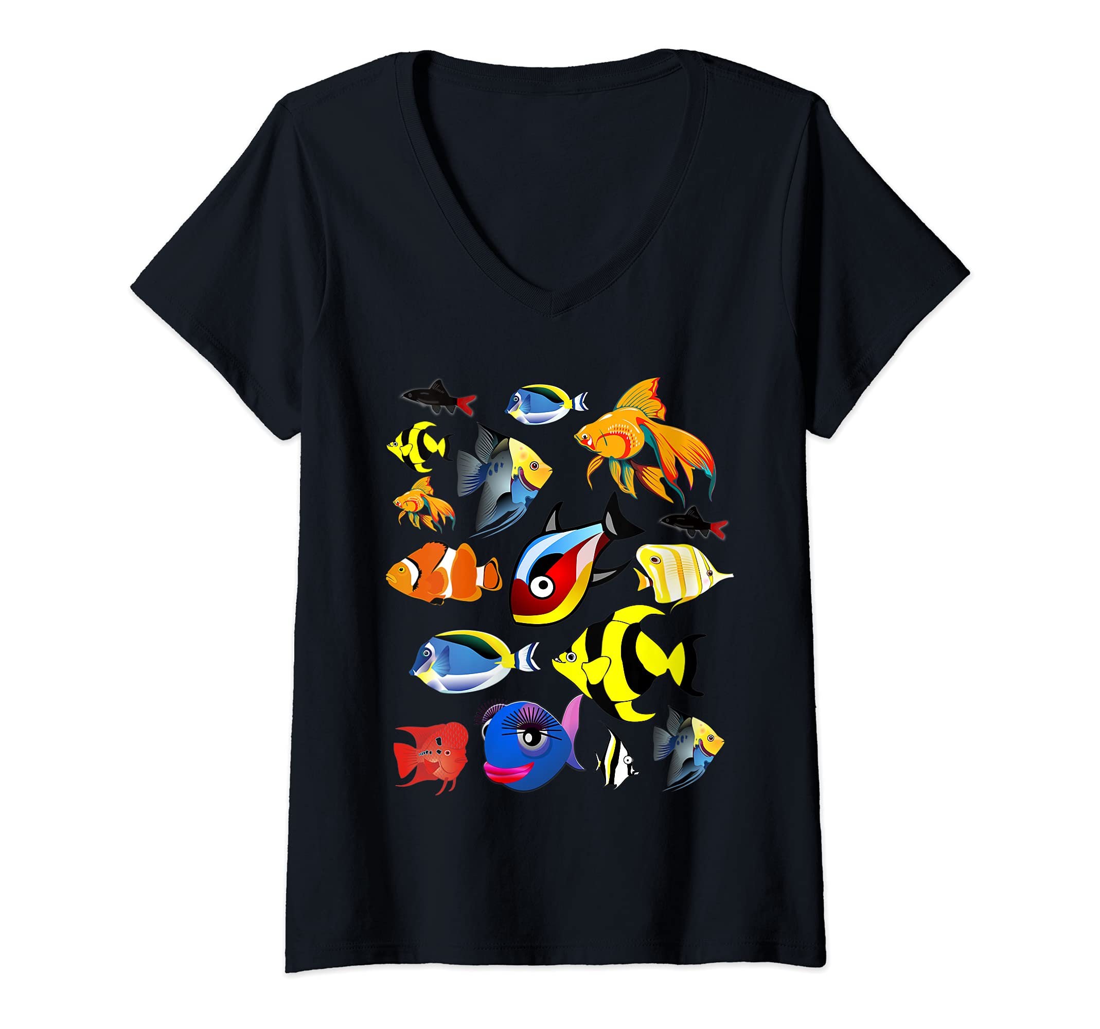 Womens Fishkeeper T Shirt Fish Tank Tropical Aquarium Fish Gift V-Neck T-Shirt