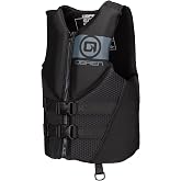 O'Brien Men's Traditional Neoprene Life Jacket, USCG Approved | USCG &amp; Transport Canada approved vest with front hinge, wide armholes, zip closure, and dual adjustable belts