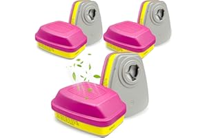 GSHUBB (3 Pairs) 60923 Respirator Cartridge,60923 Particulate Filter,for Half and Full Face Respirator Mask 6200,7502,6800 Series,Effective Filtering Acid Gases,Organic Vapors,Chemica and Particulates.