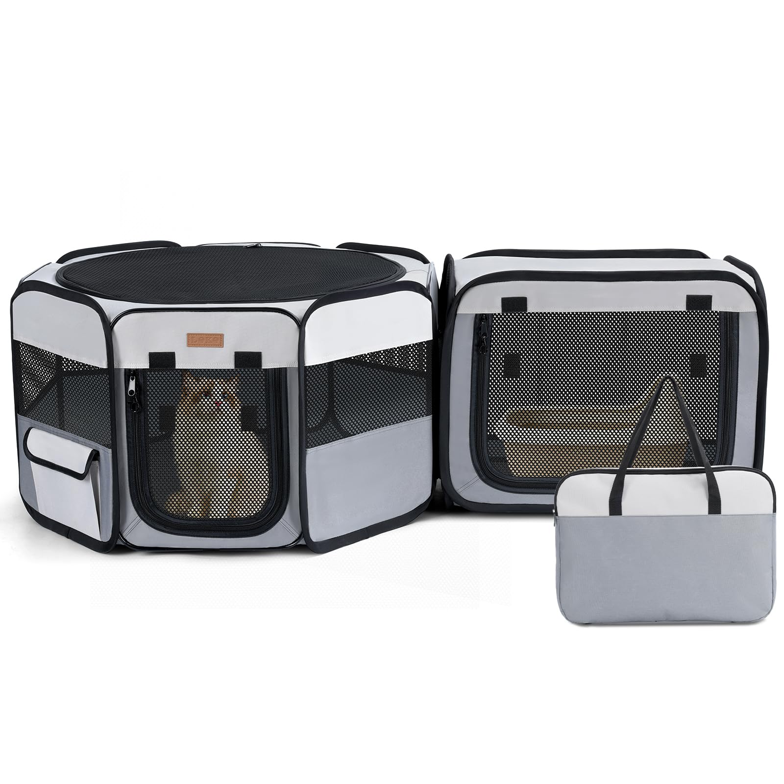 Photo 1 of Lekereise Cat Playpen, 47" * 16" Portable Pet Playpen, 2-in-1 Dog Playpen Indoor Outdoor for Cats, Puppies and Small Pets, Independently Usable, with a Carry Bag