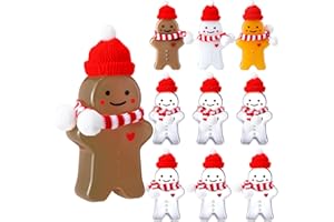 LOYIM 10 Sets Christmas Gingerbread Man Bottles with Hat and Scarf Clear Christmas Juice Bottles with Lids Empty Plastic Drink Bottle Reusable Xmas Beverage Container for Milk Juicing Drinking, 350ml