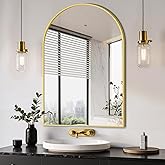 Delma Arched Bathroom Mirror, 24"x36" Wall Mounted Vanity Mirror for Bedroom, Living Room and Entryway, Gold