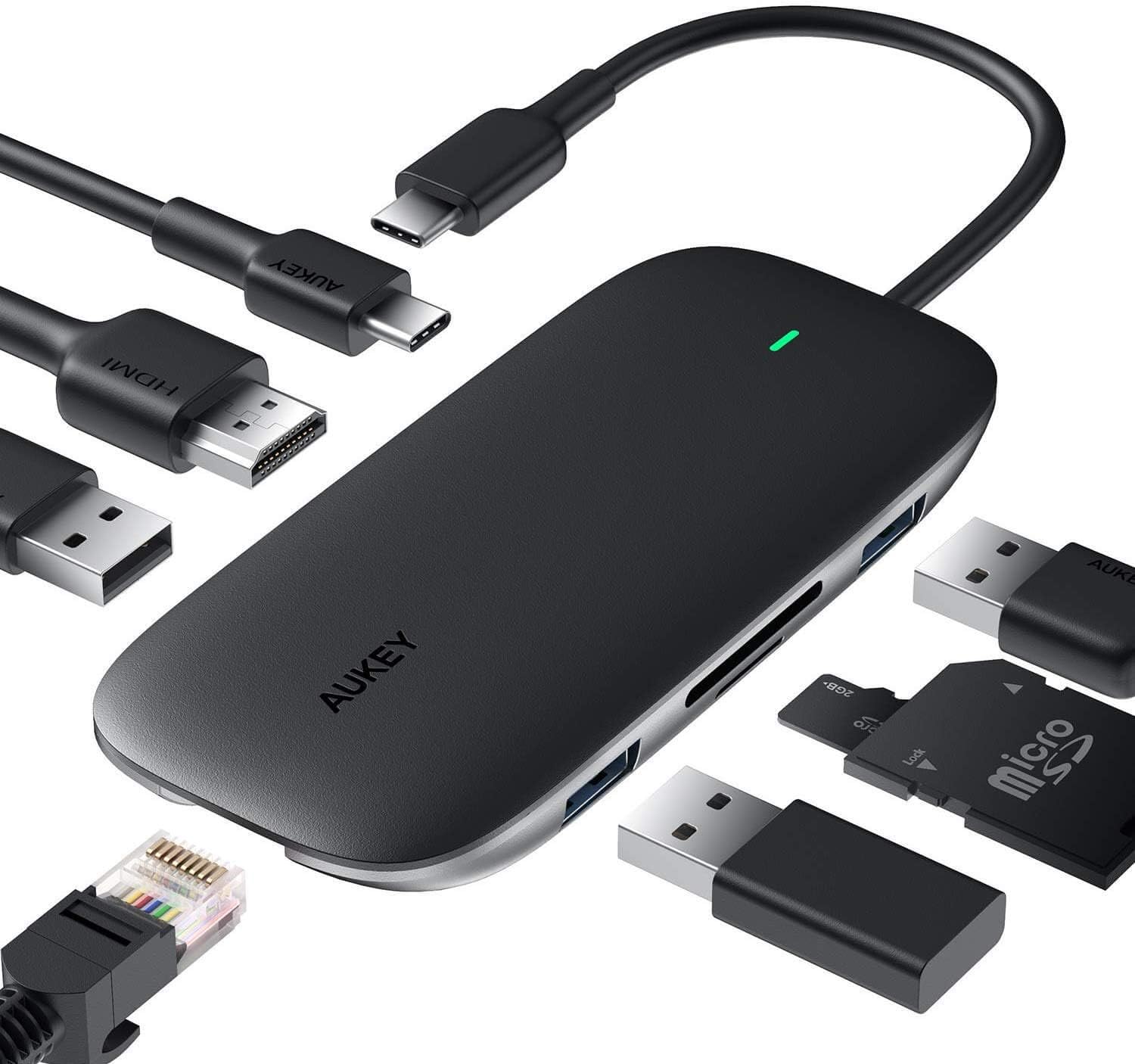 Amazon.co.jp AUKEY CBC71 USB Type C Hub, 8in1 USB C Hub, 100W PD Rapid Charging,