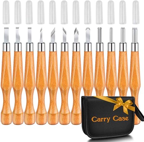 Whetstone sharpening Stone /& Storage Case 14 PCS Wood Carving Chisels Tools Kit