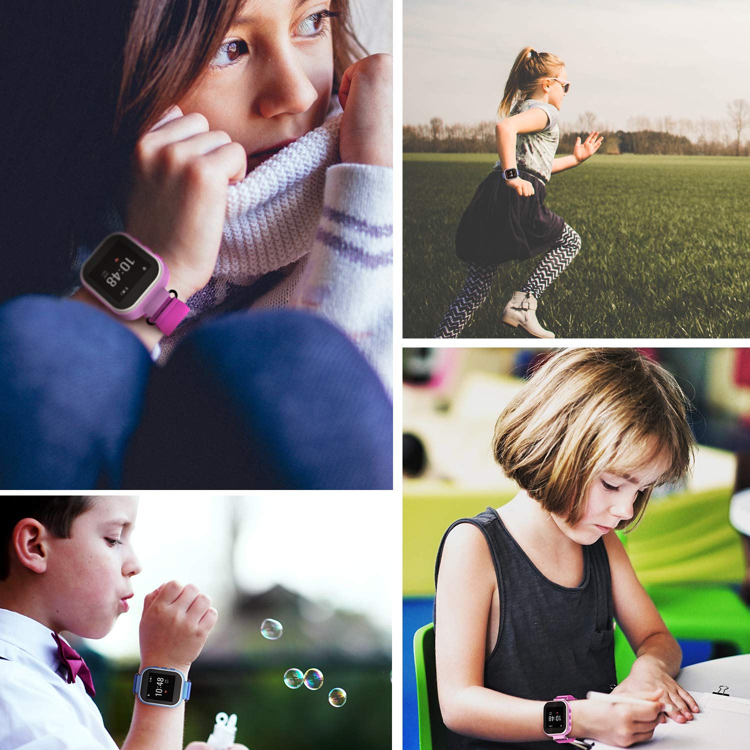 Wonbo Kids Smart Watch, GPS Phone Watch with SIM Slot SOS Call, Real-time Location Finder,Remote Monitor,Watch Remove Alert, Supports Android & iOS (Blue)