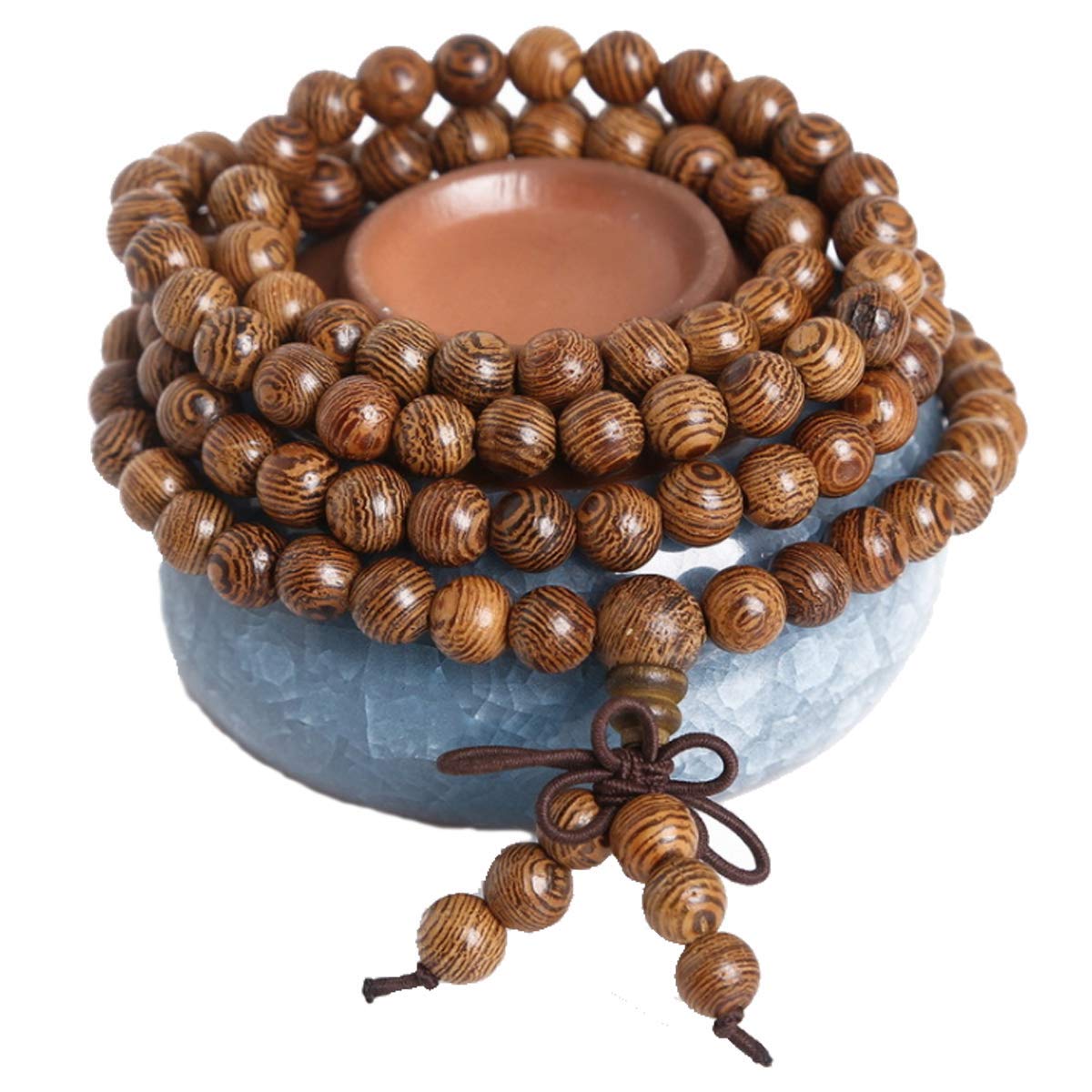 MeiPing Wooden Bracelet 108 Beads 6mm Diameter Tibetan Buddhism Link Wrist Sandalwood Bead Necklace Prayer Mala Elastic