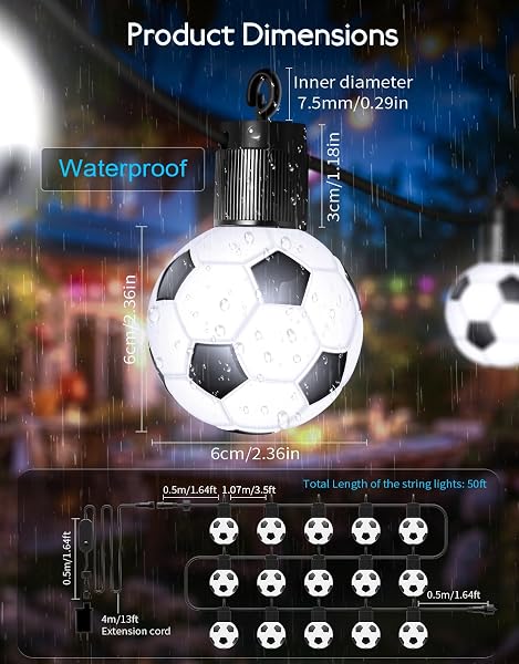 RAINBOWSHOW WORLD CUP 2026 SOCCER, SMART OUTDOOR STRING LIGHTS