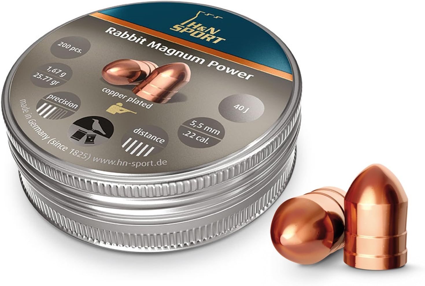 H.N. H&N Rabbit Magnum Power .22 Cal Firearms Rated PCP Pellets