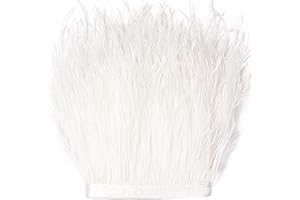 THARAHT White Ostrich Feathers Trim Sewing Fringe 2Yard 4-6inch for DIY Dress Sewing Craft Clothing Latin Wedding Dress Decor