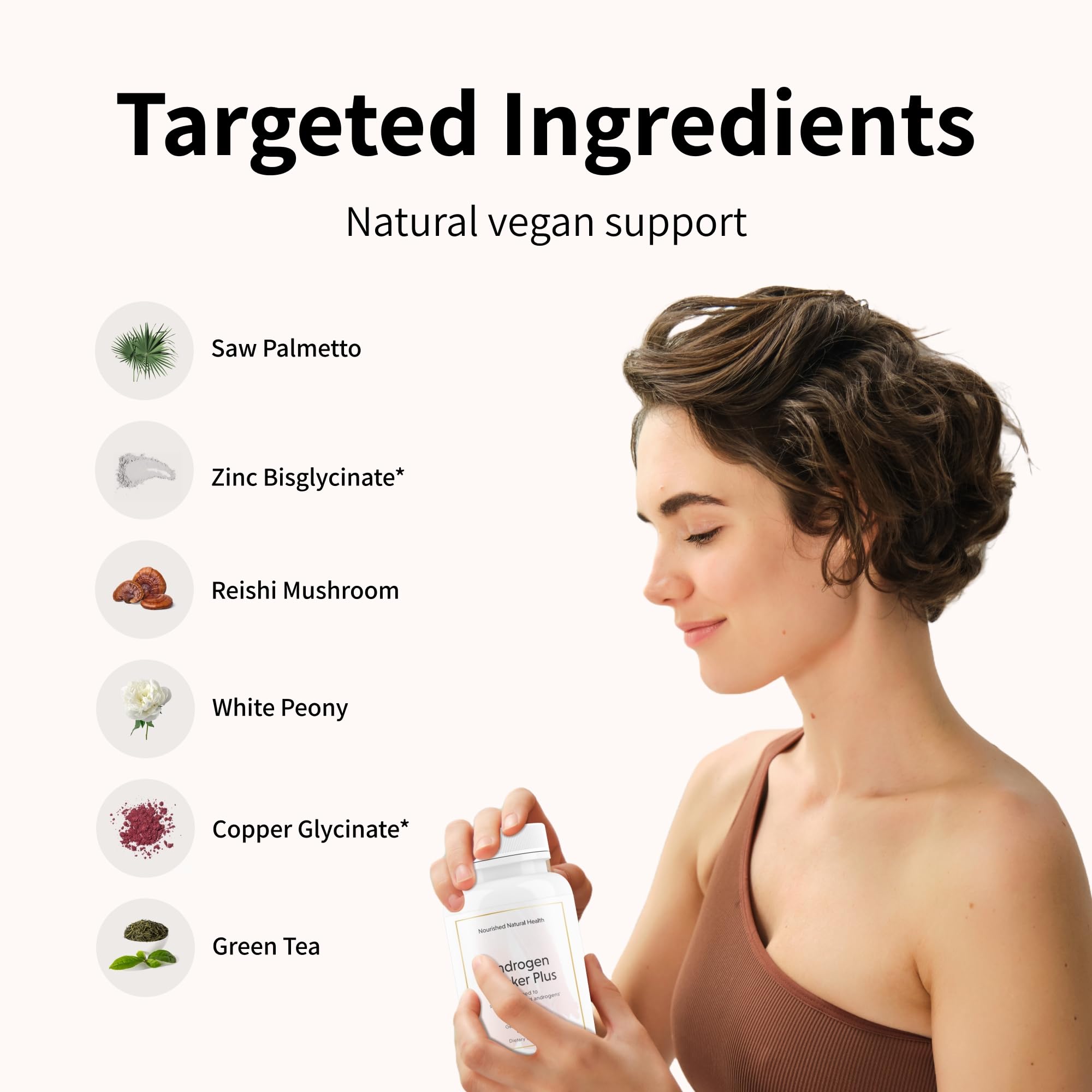 Nourished AndroEase Plus for Women’s Health - Zinc, Reishi, Green Tea and Saw Palmetto for Women - for Energy, Vitality, Facial Hair and Daily Wellness - 360 Capsules, Made in USA