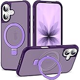 SKYLMW Phone case Compatible with iPhone 17 Case with Invisible Magnetic O-Ring Stand Military-Grade Translucent Phone Case for iPhone 17 6.3" [Compatible with Mag-Safe][Great Grip Feeling], Purple