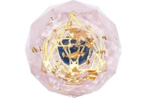 Cheungshing Star of David Symbol Hexagram Orgone, Energy Crystal Stone Generator for Healing Home Table Decor, Rose Quartz Crystal