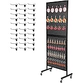 Eastern Tree Metal Pegboard Display Stand 2'x 5'with 30 Hooks, Pegboard Panels Display with Wheels, Peg Board Display Rack, S