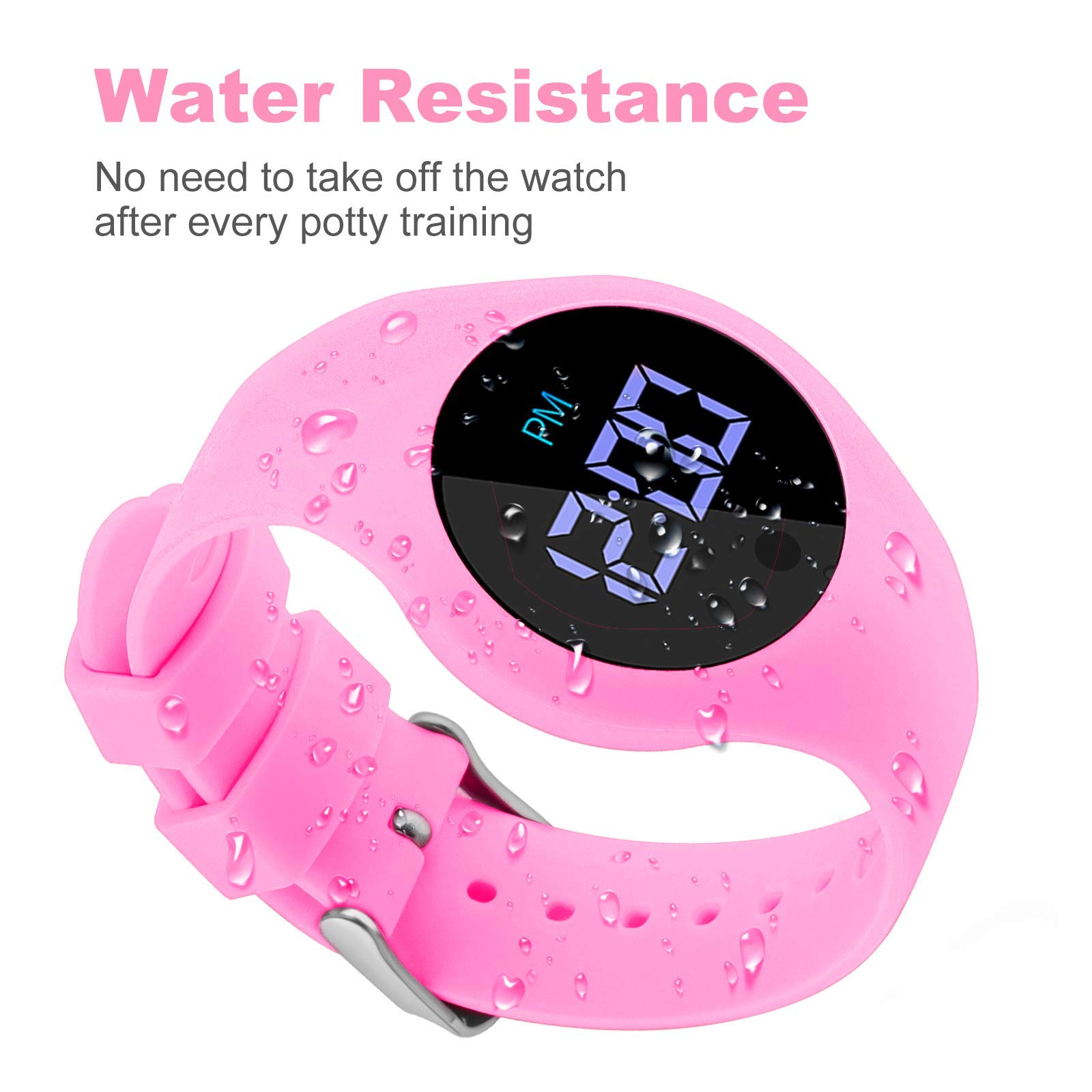 Potty Training Watch with Countdown Timer, Rechargeable and Water Resistant Toddler Watch, Musical Potty Trainer Alarm for Toilet Training（Pink）